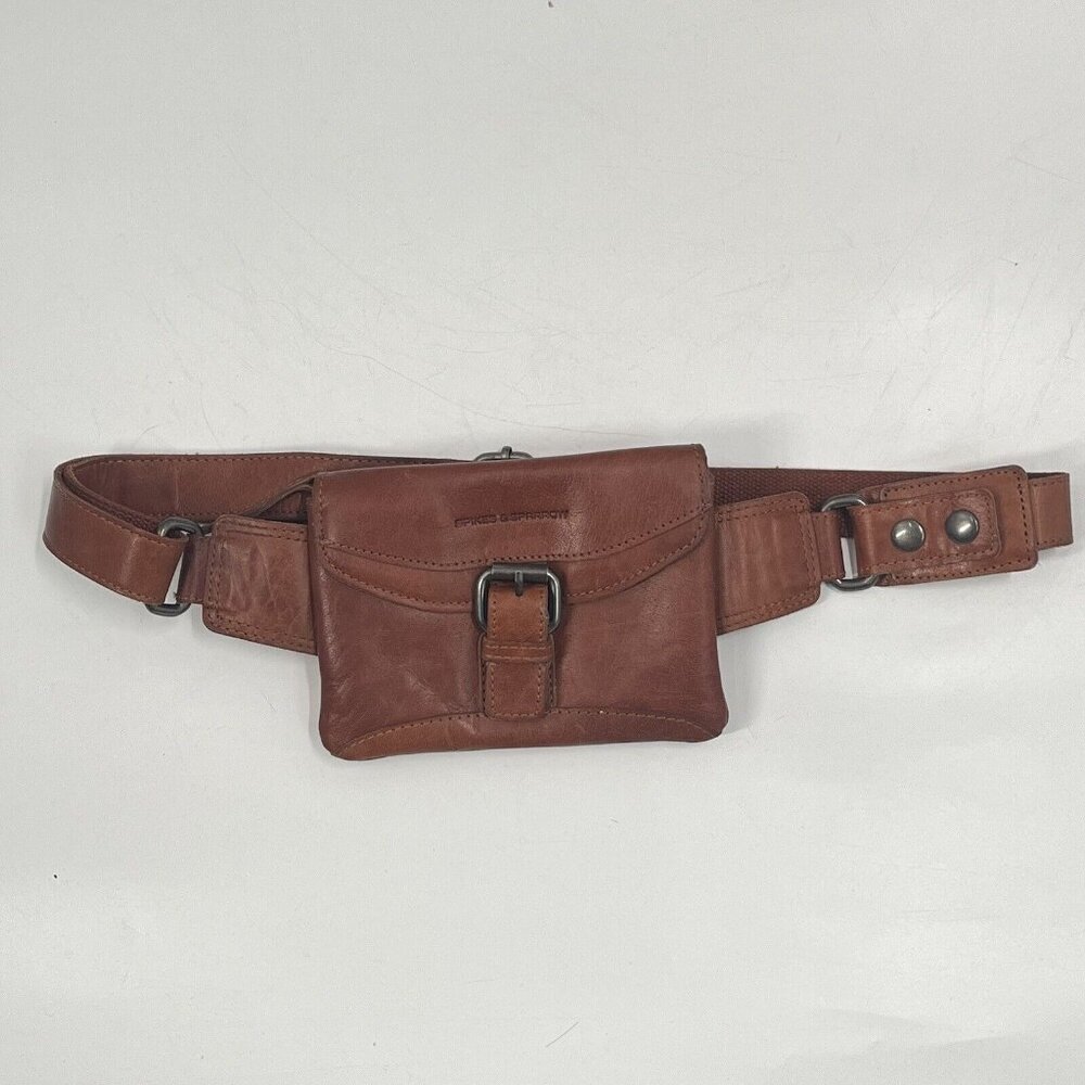 Spikes & Sparrow Brown Leather Belt Bag | Genuine Leather | Adjustable Waist Bag - Picture 7 of 16
